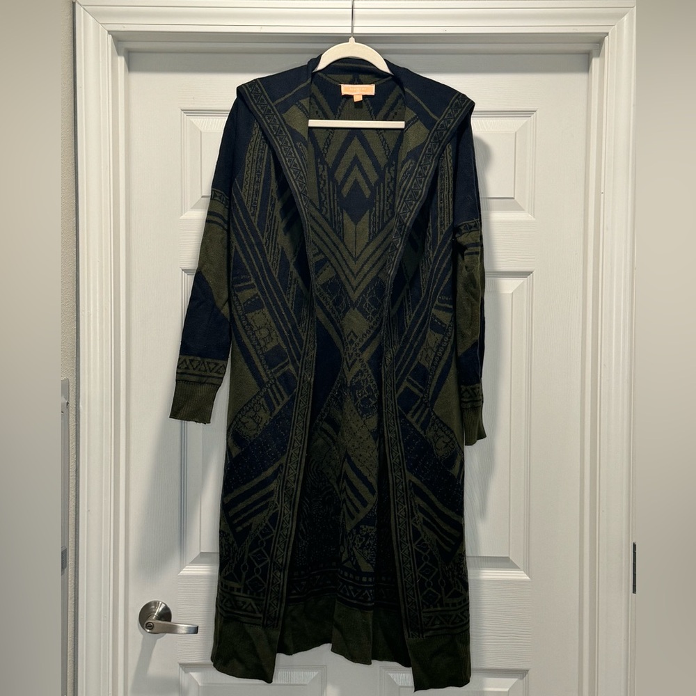 Geometric Patterned Long Cardigan